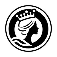 graceful queen with crown simple vector logo