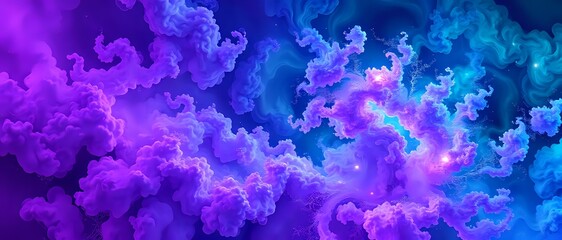 Fototapeta premium Cosmic Dreamscape: Purple and Blue Swirling Clouds