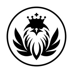 eagle head with crown on head simple vector logo