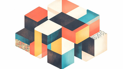 Obraz premium Colorful geometric cubes abstract art; design element for website or presentation background