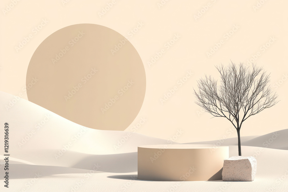Poster a minimalistic background for product presentation with an empty space on the right side and a small