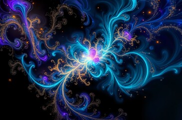 Obraz premium Mandelbrot Set Inspired Abstract Wallpaper - Cosmic Explosion of Color