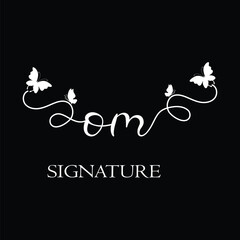 OM Handwritten initial letter, OM simple signature vector logo with butterfly shape variation, beauty, photography letter logo design. O M