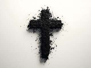 Fototapeta premium Ash Wednesday Cross Image Black Texture Background