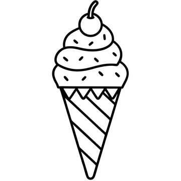 black and white ice cream cone clip art preview