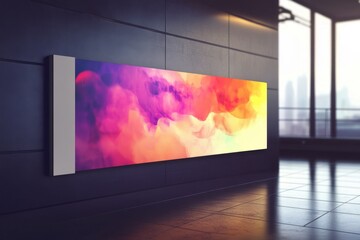Vibrant Abstract Artwork on Modern Wall in Bright Urban Setting