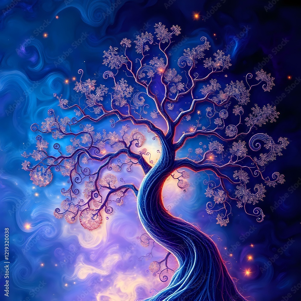 Poster mandelbrot tree of wonder - vibrant fractal art