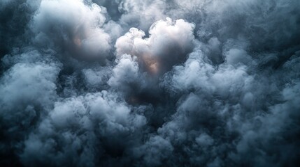 Dramatic smoky cloudscape, studio shot, dark background, design element