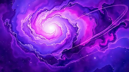Cosmic Swirl: Vibrant Purple Galaxy with Pink Nebula and Stars