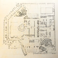 Detailed residential construction blueprint for housing project with site design for large scale