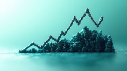 Naklejka premium Abstract 3D Render Upward Trend Graph on Textured Surface Growth Concept
