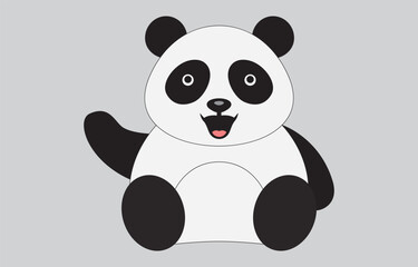 Hand drawn panda cute cartoon illustration on white background
