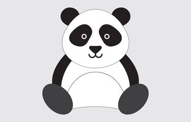 Hand drawn panda cute cartoon illustration on white background
