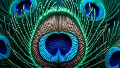 Naklejka premium Close-up of a single vibrant peacock feather with detailed eye pattern 