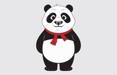 Hand drawn panda cute cartoon illustration on white background
