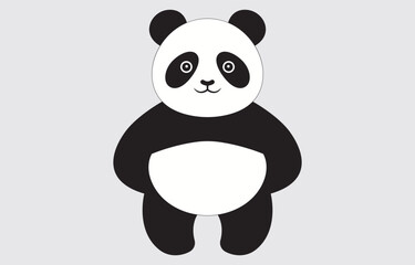 Hand drawn panda cute cartoon illustration on white background

