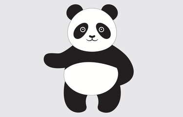 Hand drawn panda cute cartoon illustration on white background
