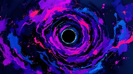 Cosmic Oasis: Vibrant Purple and Pink Galaxy with Blue Planet