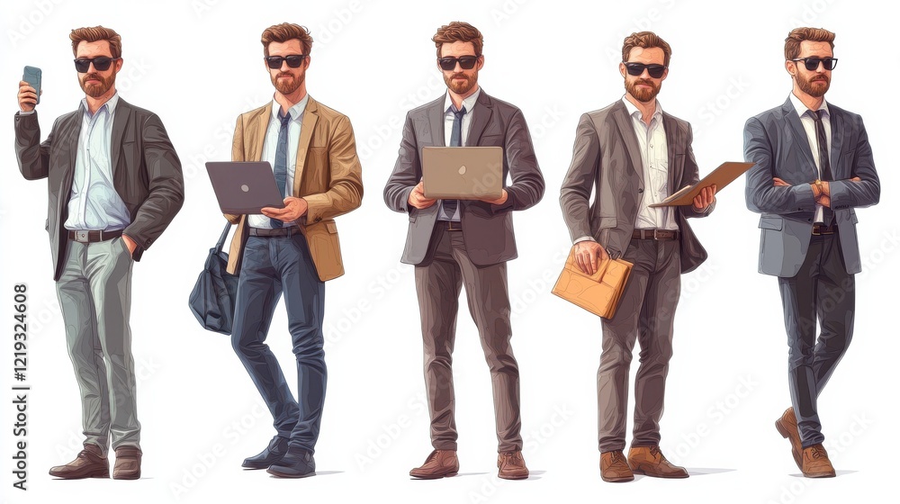 Aufkleber programmers and businessmen vector illustrations set. developer, programmer with laptop, freelance d