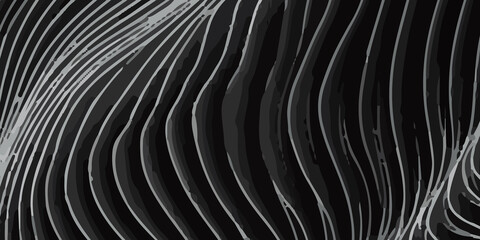 Minimalist Black Background with an Intricate Pattern of Flowing White Wavy Lines: A Modern Abstract Design. Elegant Abstract Design Featuring a Black Backdrop with Contrasting White Wavy Lines