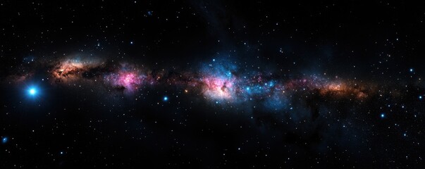 Naklejka premium Vibrant Cosmic Landscape with Stars and Nebulae in Deep Space