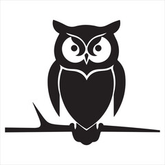 Elegant Silhouette of an Owl Perched on a Branch