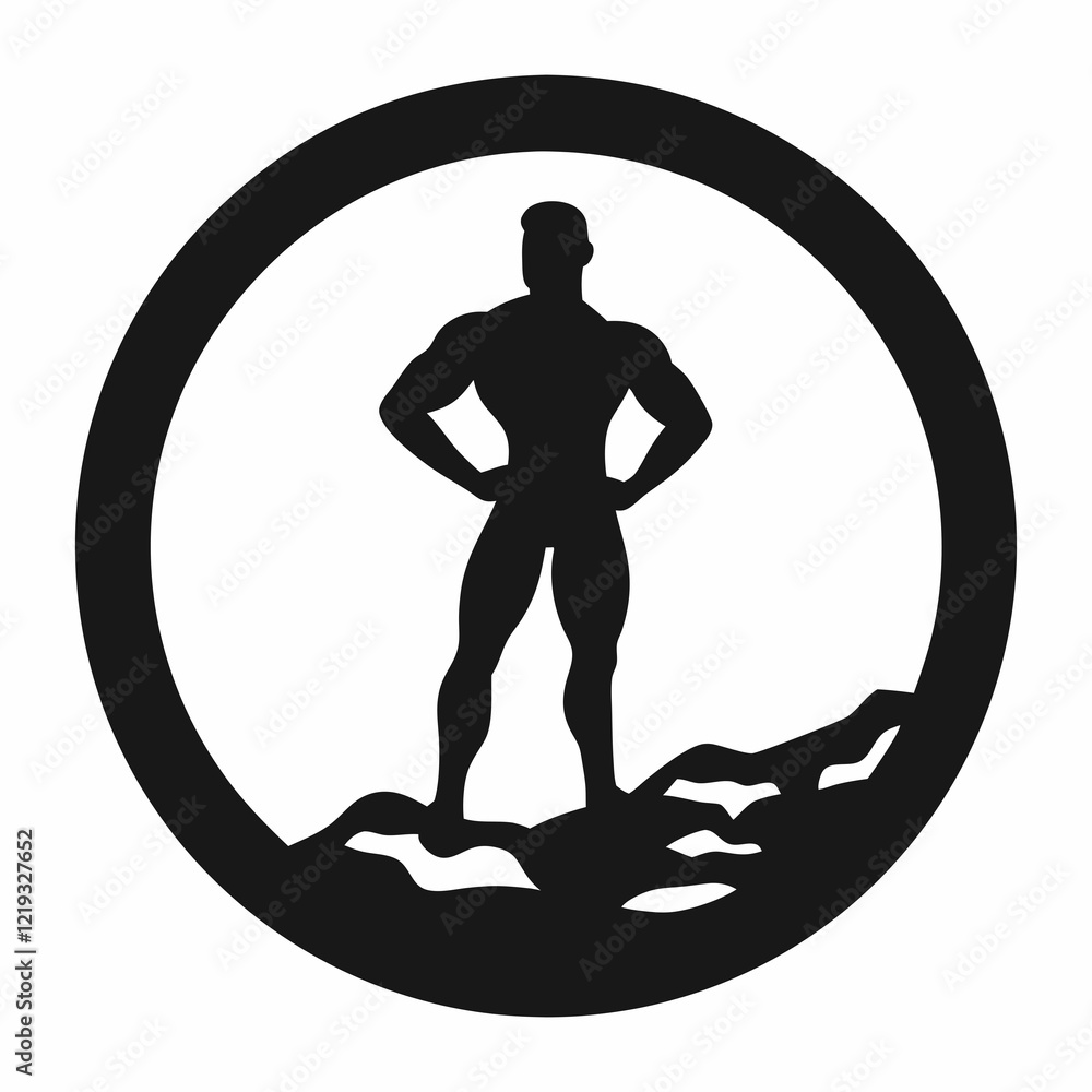 Poster minimalist strongman vector in a circular frame