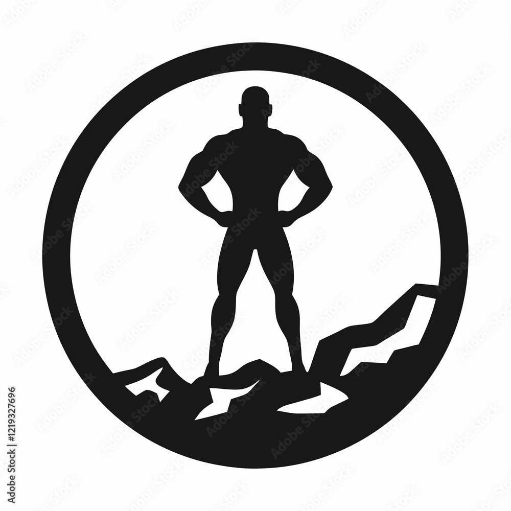 Poster minimalist strongman vector in a circular frame