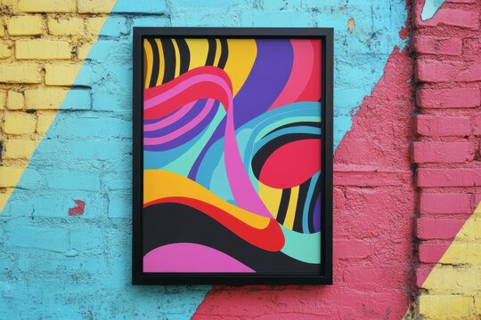 Vibrant Abstract Art Against Colorful Urban Mural Background