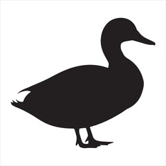 A clean, bold silhouette of a duck, perfect for nature, wildlife, or bird-themed designs.