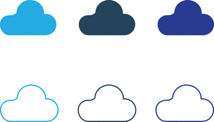 Cloud icon vector illustration design, cloud filled and Strock line symbol, isolated on a white background