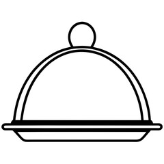 Elegant Serving Tray Line Art Illustrations