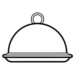 Elegant Serving Tray Line Art Illustrations
