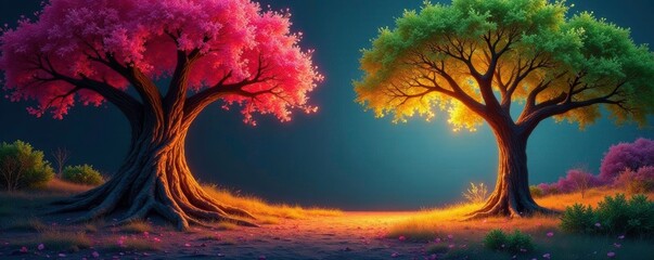 Arbol centeno con una mesa adornada para fiestas, mesa, entorno, dise?o