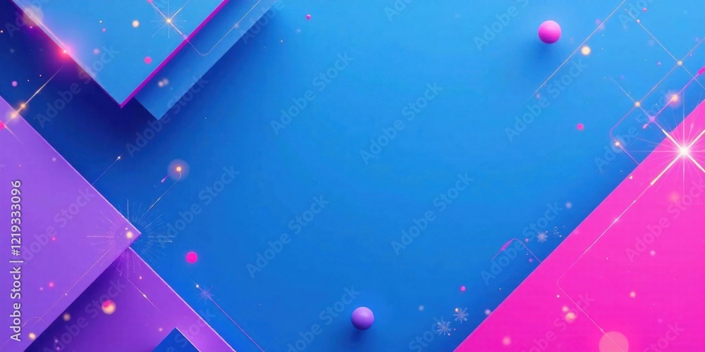 Poster Abstract Vibrant Color Blocks with Glowing Lines and Festive Sparkles A Dynamic Composition for Modern Designs