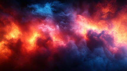 Fiery, blue smoke cloudscape; digital art, background