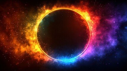 Obraz premium Fiery cosmic ring, space background, energy, design