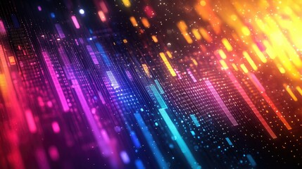 Abstract digital visualization of layered, colorful waveforms representing data trends.