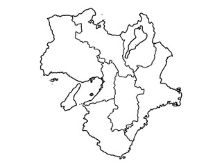 少しゆるい白い近畿地図 県境入り 西日本