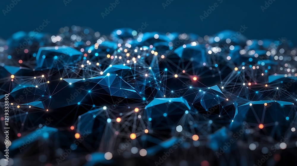 Poster abstract technology network background with glowing node for business presentations or digital marke