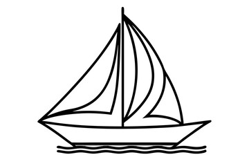 Graceful Sailboat Icon with Detailed Sails and Mast - Vector Illustration