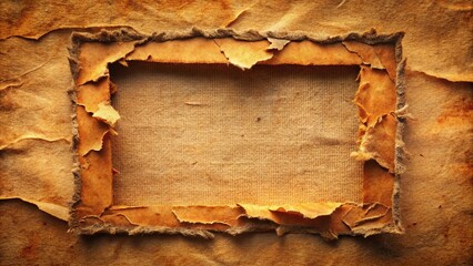 Rough Paper Frame Texture: Grunge Background with Torn Edges for Vintage Design