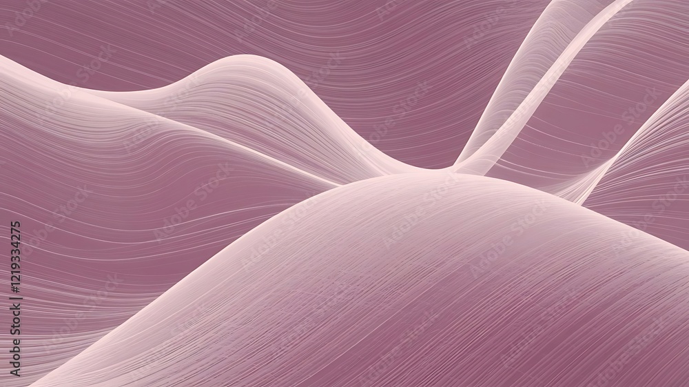 Poster abstract flowing lines in light rose for business, creating smooth wave patterns, minimalist and mod