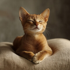  abyssinian cat sitting pillow