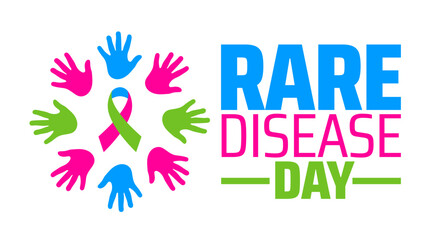 Rare Disease Day background banner or poster design template. observed every year in February. Holiday concept. Use to any Template, card, poster, placard, template.