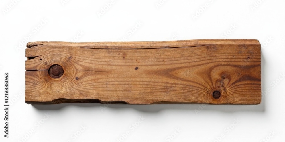 Poster rustic weathered wood plank isolated on white background, ideal for text overlay and design projects