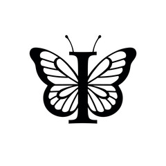 Vector design with split letter I with butterfly wings. Modern typography with nature-inspired elegance