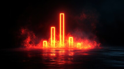 Fiery Neon Graph in Smoke, Dark Studio
