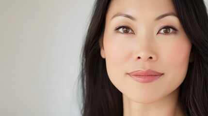 Naklejka premium Portrait of an Asian Woman with Natural Beauty and Soft Features