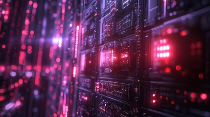 A corridor in a modern data center, lined with sleek server racks on either side.